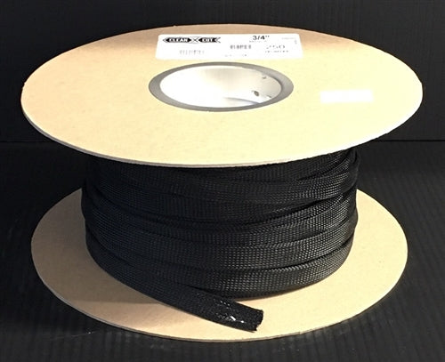 Techflex CCP0.75 Clean Cut 3/4" Black Fray-Resistant Expandable PET Braided Sleeving (76M = Full Roll)
