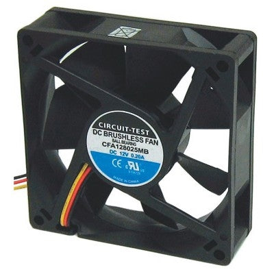 Circuit-Test CFA128025MB 12VDC Ball Bearing 3-WIRE Fan 80mm x 80mm x 25mm 37CFM 29.8dB 2700RPM
