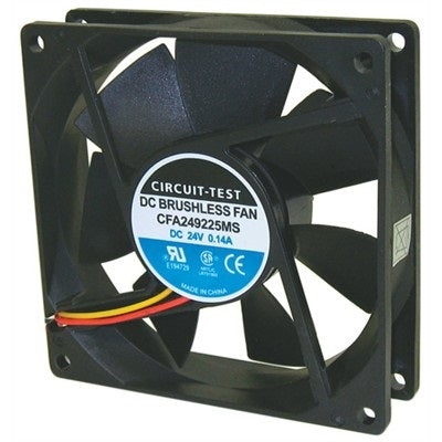 Circuit-Test CFA249225MS 24VDC Sleeve Bearing Fan 92mm x 92mm x 25mm 74.5CFM 44dB 3.4W 0.14A 2500RPM 3 Wire