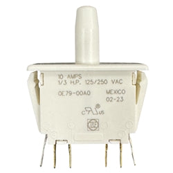 ZF Electronics E79-00A Pushbutton Switch DPDT 15A@125VAC, Panel Mount, Snap-In, .187" Quick Connect, Limit Switch