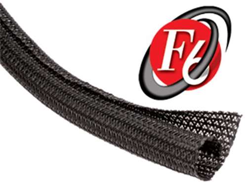 Techflex F6N1.50 Black 1-1/2" Self-Wrapping Semi-Rigid PET Split Braided Sleeving, Non-Expandable (23M = Full Roll)