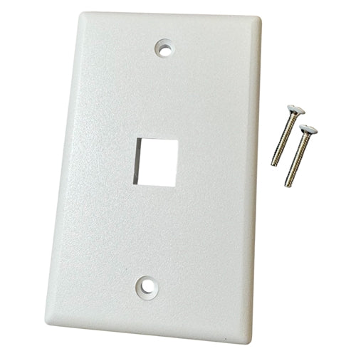 PSI Data FP01PWH-S 1 Port Single-Gang Keystone Faceplate, Flush Style, White
