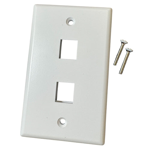 PSI Data FP02PWH-S 2 Port Single-Gang Keystone Faceplate, Flush Style, White