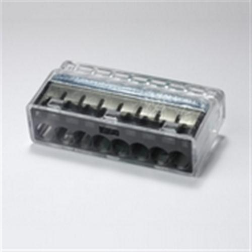 Hellermann Tyton HECP8 Helacon Plus Mini 8 Port Push-In Wire Connector, 12-22AWG Solid & 14-22AWG Stranded, Black