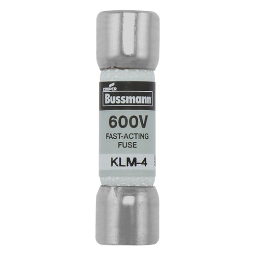 Bussmann KLM-4 Fuse 4 Amp 600VAC/VDC Fast Blow Melamine Tube (13/32" x 1-1/2") 4A 4AMP