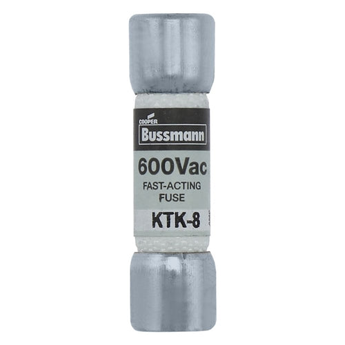 Bussmann KTK-8 Fuse 8 Amp 600VAC Fast Blow Melamine Tube (13/32" x 1-1/2") 8A 8AMP