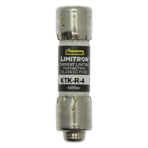 Bussmann KTK-R-4 Fuse 4 Amp 600VAC Fast Blow, Class CC Rejection-Type Melamine Tube (13/32" x 1-1/2") 4A 4AMP