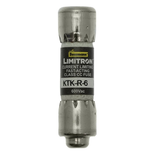 Bussmann KTK-R-6 Fuse 6 Amp 600VAC Fast Blow, Class CC Rejection-Type Melamine Tube (13/32" x 1-1/2") 6A 6AMP