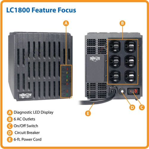 Tripplite LC1800 Power Conditioner 1800 Watt 120V 6 Outlet w/Automatic Voltage Regulation (Avr), AC Surge Protection