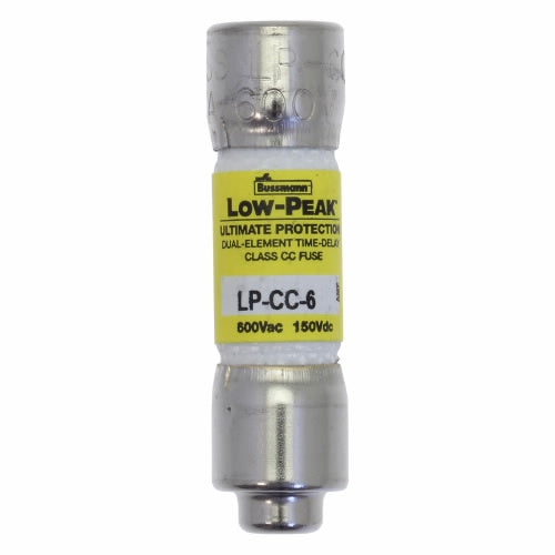 Bussmann LP-CC-6 Fuse 6 Amp 600VAC Class CC Low Peak Time-Delay VAC Rated Only (0.41" x 1-1/2") 6A 6AMP