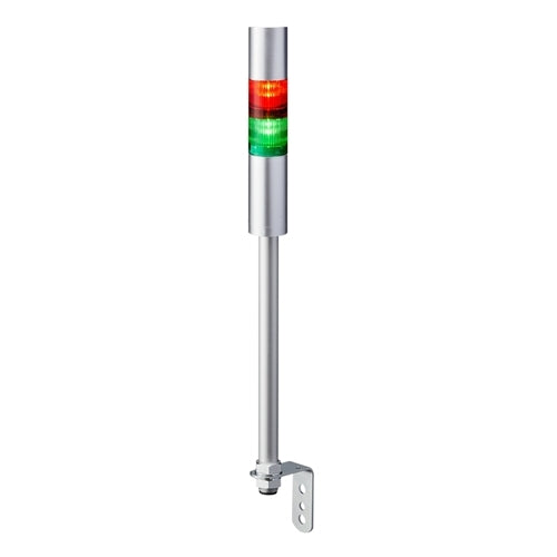 Patlite LR4-202LJBU-RG 40mm 2-Tier Signal Tower, 24V DC, Pole Mount with L Bracket and Cable, Flashing/Buzzer, Silver