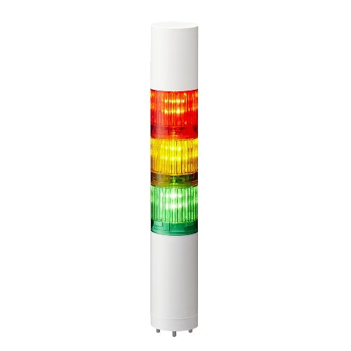 Patlite LR4-302WJBW-RYG 40mm 3-Tier Signal Tower, 24V DC, Direct Mount with Cable, Flashing/Buzzer, Off-White