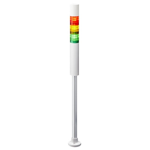 Patlite LR4-3M2PJBW-RYG 40mm, 3-Tier Signal Tower, 100-240V AC, Pole Mount with Circular Bracket and Cable, Flashing/Buzzer, Off-White