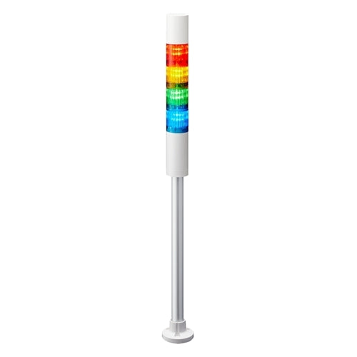 Patlite LR4-402PJBW-RYGB 40mm 4-Tier Signal Tower, 24V DC, Pole Mount with Circular Bracket and Cable, Flashing/Buzzer, Off-White