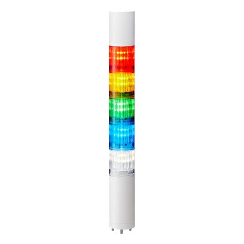 Patlite LR4-502WJBW-RYGBC 40mm 5-Tier Signal Tower, 24V DC, Direct Mount with Cable, Flashing/Buzzer, Off-White