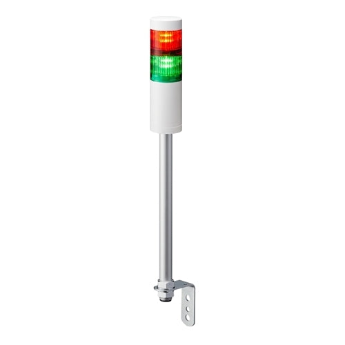 Patlite LR5-202LJNW-RG 50mm 2-Tier Signal Tower, 24V DC, Pole Mount with L Bracket and Cable, No Flashing/Buzzer, Off-White
