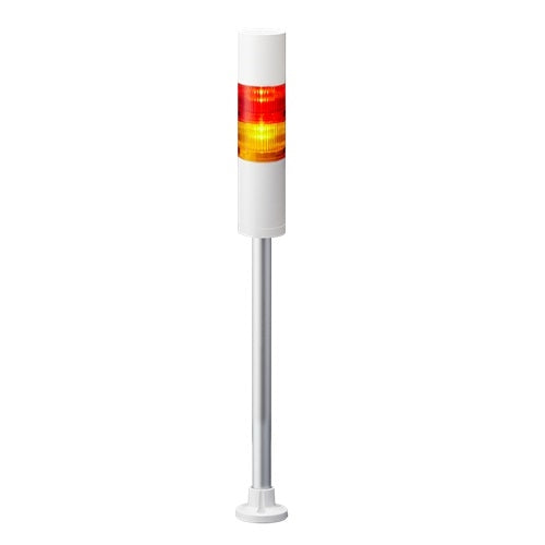 Patlite LR5-202PJBW-RY 50mm 2-Tier Signal Tower, 24V DC, Pole Mount with Circular Bracket and Cable, Flashing/Buzzer, Off-White