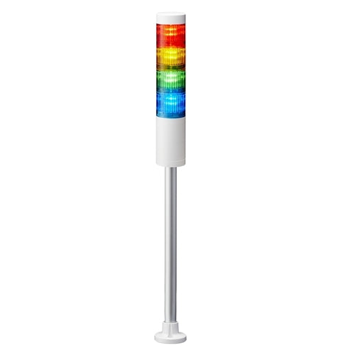 Patlite LR5-402PJNW-RYGB 50mm 4-Tier Signal Tower, 24V DC, Pole Mount with Circular Bracket and Cable, No Flashing/Buzzer, Off-White