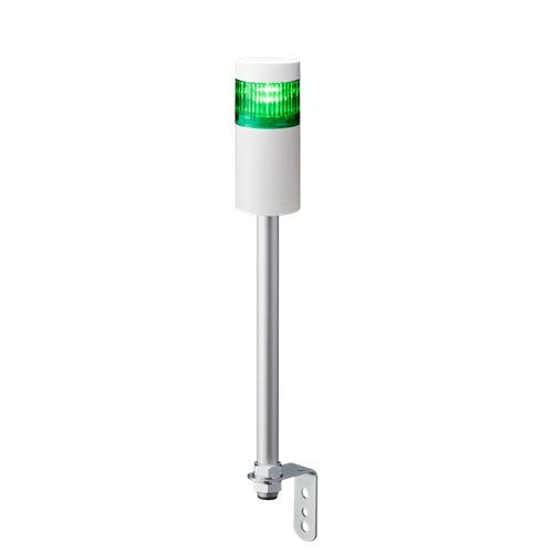 Patlite LR6-102LJNW-G 60mm 1-Tier Signal Tower, 24V DC, Pole Mount with L Bracket and Cable, No Flashing/Buzzer, Off-White