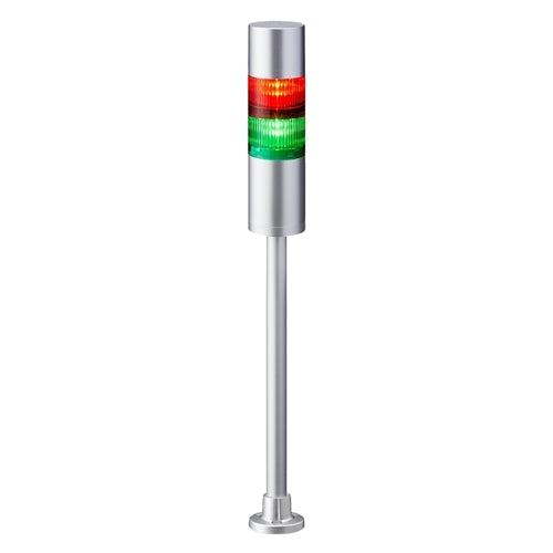 Patlite LR6-202PJBU-RG 60mm 2-Tier Signal Tower, 24V DC, Pole Mount with Circular Bracket and Cable, Flashing/Buzzer, Silver