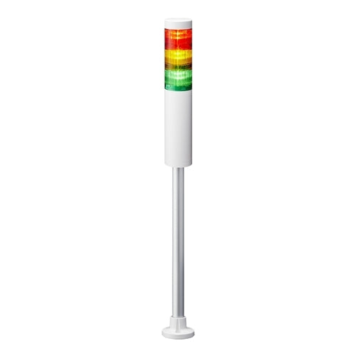 Patlite LR6-3M2PJNW-RYG 60mm 3-Tier Signal Tower, 100-240V AC, Pole Mount with Circular Bracket and Cable, No Flashing/Buzzer, Off-White