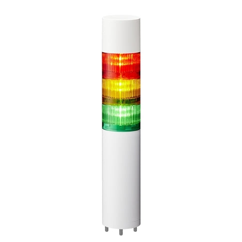 Patlite LR6-3M2WJBW-RYG 60mm 3-Tier Signal Tower, 100-240V AC, Direct Mount with Cable, Flashing/Buzzer, Off-White