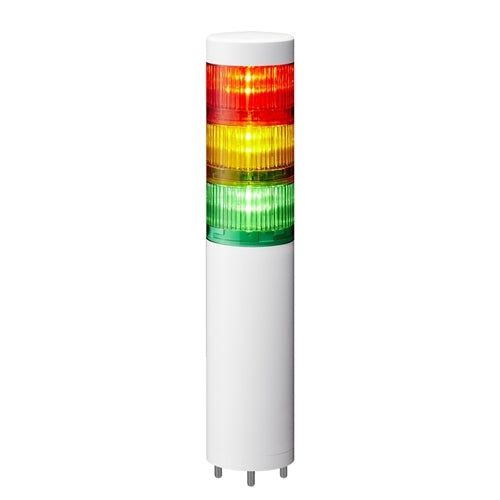 Patlite LR6-3M2WJNW-RYG 60mm 3-Tier Signal Tower, 100-240V AC, Direct Mount with Cable, No Flashing/Buzzer, Off-White