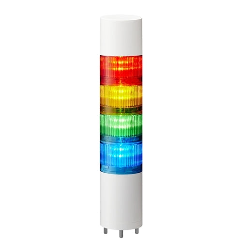 Patlite LR6-402WJBW-RYGB 60mm 4-Tier Signal Tower, 24V DC, Direct Mount with Cable, Flashing/Buzzer, Off-White