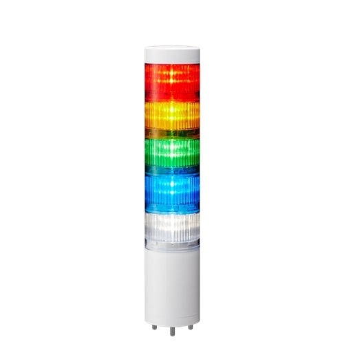 Patlite LR6-502WJNW-RYGBC 60mm 5-Tier Signal Tower, 24V DC, Direct Mount with Cable, No Flashing/Buzzer, Off-White