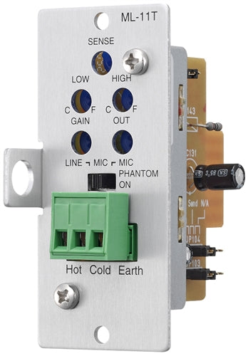 TOA ML-11T Mic/Line Input Module, Mute-Send/Receive, a/M-900MK2, 900 Series Module