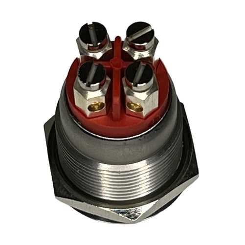 Bulgin MPI002/TERM/RD Red Lighted Vandal Resistant Push Button Switch, SPST-NO Off-(On), Screw Terminals