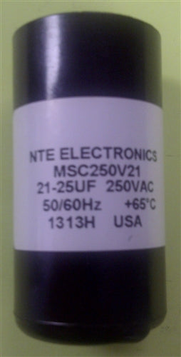 NTE MSC250V21 Motor Start Capacitor 21uF - 25uF 250VAC ** Short/Temporary Duty Cycle Applications Only **