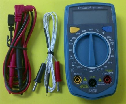 Proskit MT-1233C Palm Size Digital Multimeter with Resistance, Temperature Tests, 3-1/2 Digits 1999 Counts