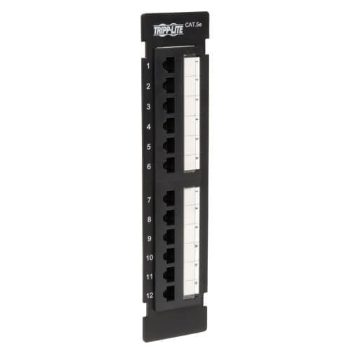 Tripplite N050-012 12-Port Wall-Mount Cat5e Patch Panel, 568B, RJ45 Ethernet, TAA