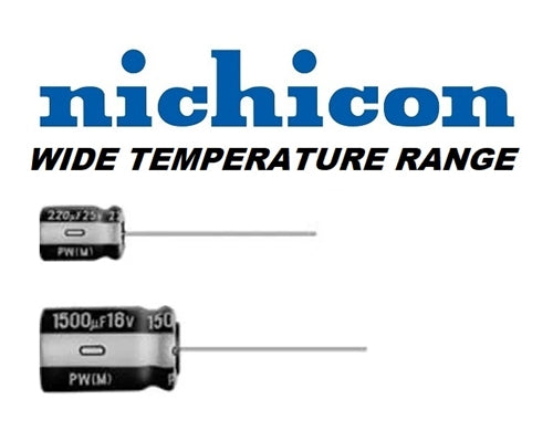 Nichicon N2200UF25VR Radial Electrolytic Capacitor 2200uF 25V (25mm x 12.5mm) 8000 Hours at 105C Mfr# UVZ1E222MHD
