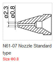 Hakko N61-07 Desoldering Nozzle 0.8mm Standard, for Hakko FR-4103/4104/301/4101/4102