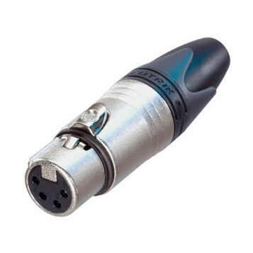 Neutrik NC4FXX 4 Pin Female XLR Cable Connector with Nickel Housing and Silver Contacts