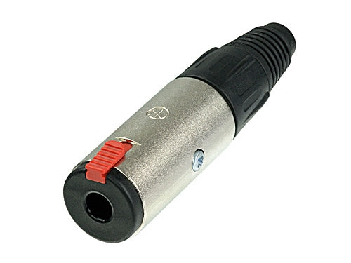 Neutrik NJ3FC6 3 Pole 1/4" Phone Cable Inline Locking Jack, Mono or Stereo, Nickel Housing, Silver Contacts