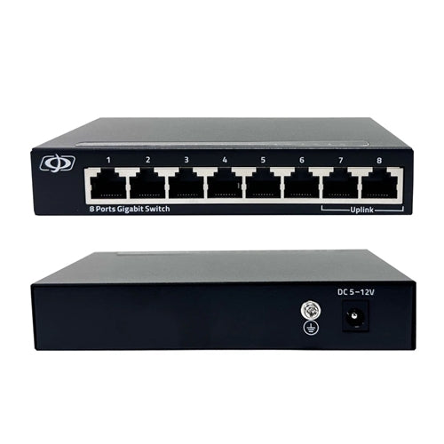 Phantom Cables NS-101-08 8-Port 10/100/1000MBPS Gigabit Ethernet Network Switch, Desktop/Wall Mount, 16 GBps
