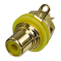 Rean Neutrik NYS367-4 RCA Chassis Mount Phono Jack, Gold Plated Contacts, Yellow Isolation Washer