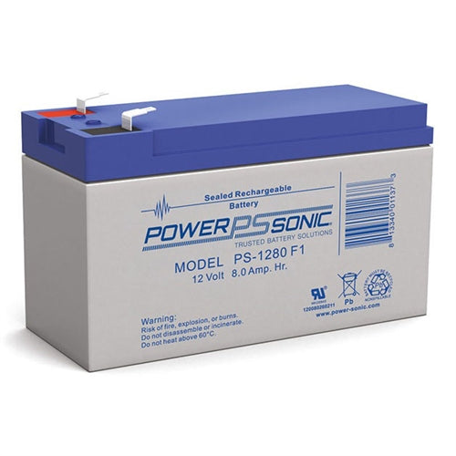 Powersonic PS-1280F2 12V 8Ah SLA Battery with .250" QC Terminals