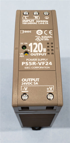 IDEC PS5R-VF24 Switching Power Supply 24VDC 120W 5A Output, 85-264VAC / 100-370VDC Input, DIN Rail Mount