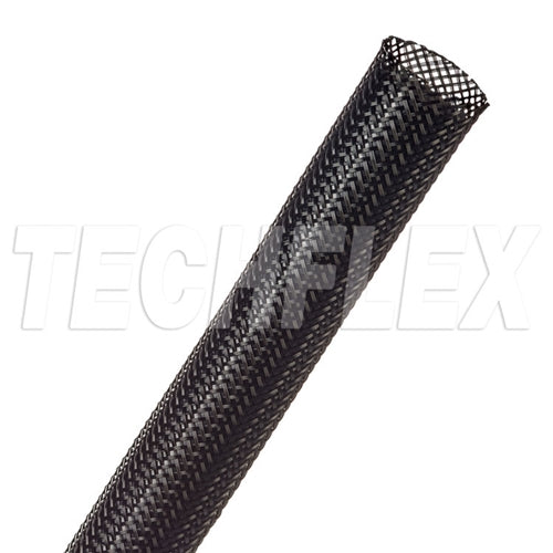 Techflex PTN0.63BK Black 5/8" General Purpose Expandable Braided Sleeving, Flexo PET, 152 Meter Roll