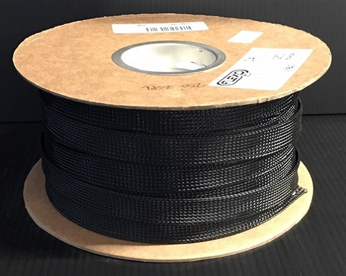 Techflex PTN0.75 Black 3/4" General Purpose Expandable Braided Sleeving, Flexo PET (76M = Full Roll)