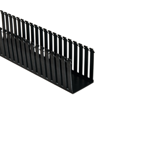 Hellermann Tyton 181-45002 Slotted Wall Wiring Duct, 4 x 5", 6 ft Sticks, Non-Adhesive, PVC, Black, 60ft/ctn