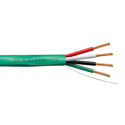 Syncable SW-AUD164GN Speaker Wire 16AWG 4 Conductor Stranded Oxygen Free BC, Green PVC, c(UL) CMG/FT4 (150M = Full Box)
