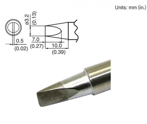 Hakko T15-DL32 Chisel Tip 3.2 x 10mm, for the FM-203, FM-204, FM-205, FM-206 & FX-951 Stations, and the FM2027 Handpiece