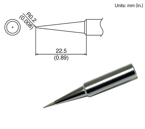 Hakko T18-BL Conical Tip, 0.2mm Radius Long Conical, for the FX-888D Station, FX-600, FX-8801, 907/900M/913 Irons