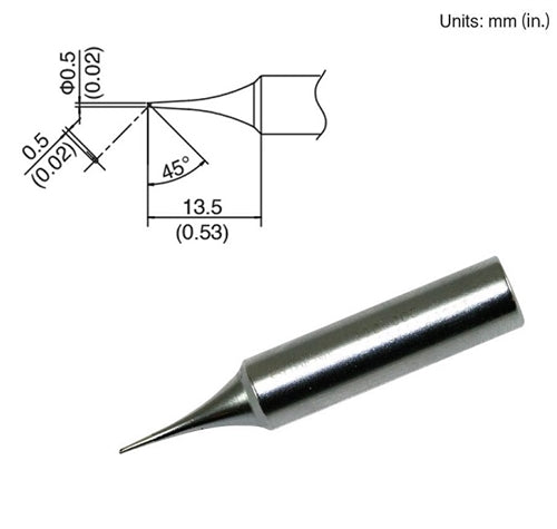 Hakko T18-C05 Bevel Tip, 0.5mm Bevel, for the FX-888D Station, FX-600, FX-8801, 907/900M/913 Irons