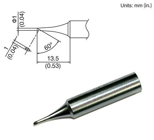 Hakko T18-C1 Bevel Tip, 1mm/60 Deg. Bevel, for the FX-888D Station, FX-600, FX-8801, 907/900M/913 Irons